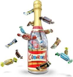 "Gefeliciteerd" Celebrations Fles In Giftbox - 312 Gram Smaken Mix - Chocolade Cadeau