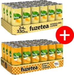 Fuze Tea Pack Sparkling Lemon Black Tea Sleekcan 24x330 Ml NL En Green Tea Mango Chamomile 24x330 Ml NL