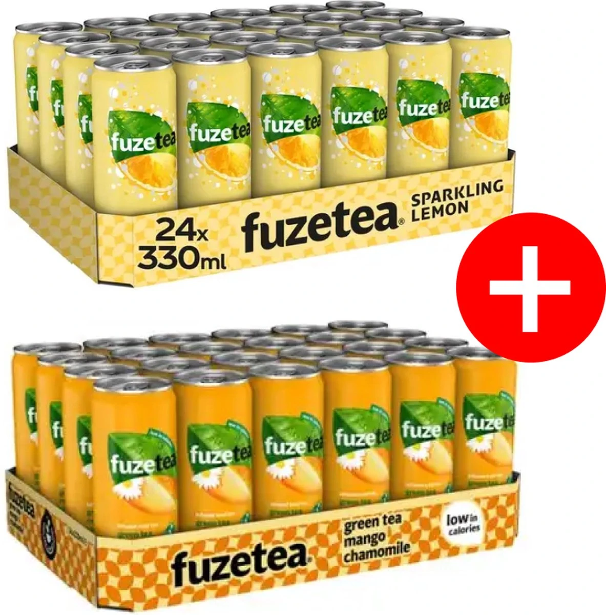 Fuze Tea Pack Sparkling Lemon Black Tea Sleekcan 24x330 Ml NL En Green Tea Mango Chamomile 24x330 Ml NL