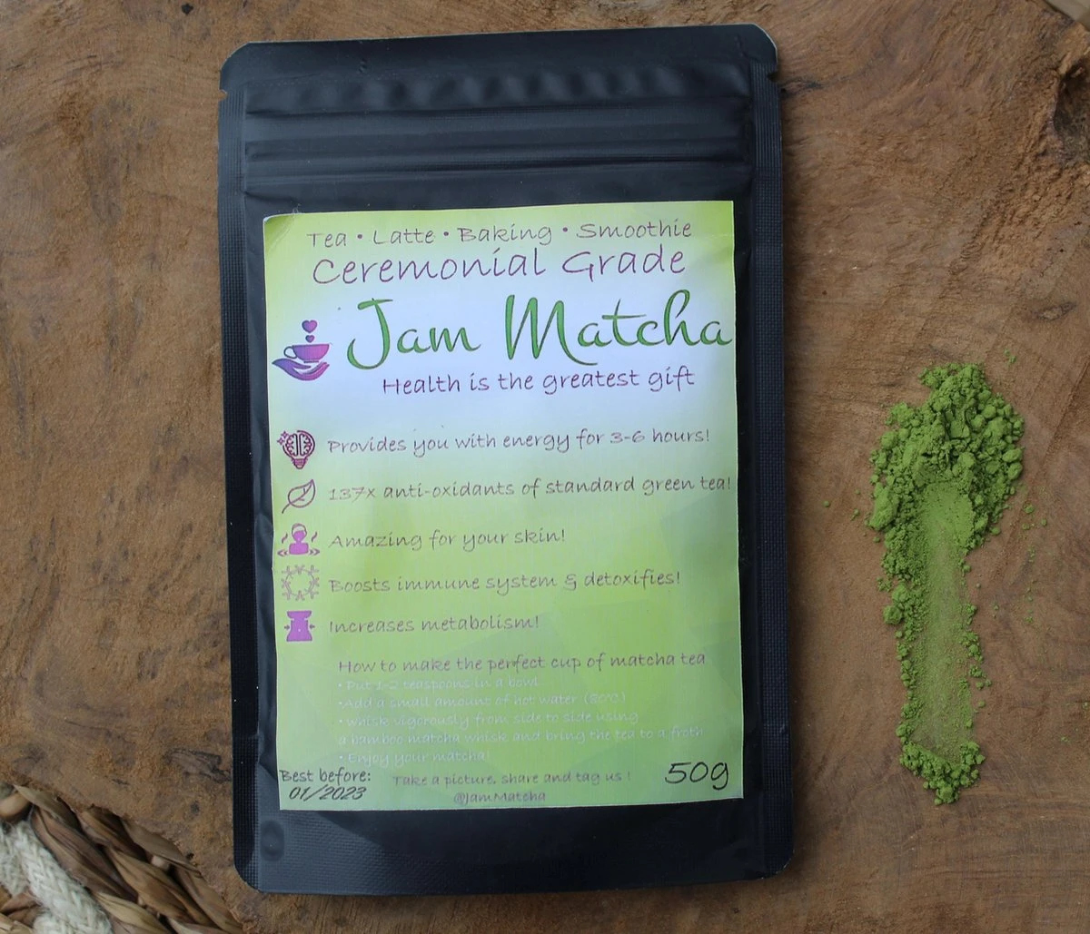Biologische Matcha Poeder 50 Gram - CEREMONIAL GRADE - JamMatcha Groene Thee - Matcha Thee