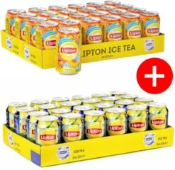 Lipton Ice Tea Sparkling Blik 24x330 Ml En Lipton Ice Tea Peach Blik 24x330 Ml Mix Tray 48x330 Ml