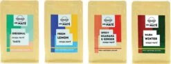 Yerba Mate Thee (4 X 150g) - Yerba Mate Smaken - Mr. Maté Gember - Kaneel - Groene Mate - Pepermunt Citroen