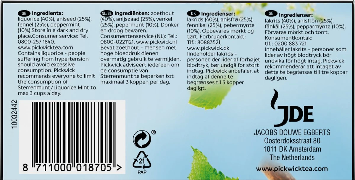 Pickwick Sterrenmunt Kruidenthee - 4 X 20 Zakjes - Afbeelding 3