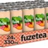 Fuze Tea Black Peach Hibiscus Blikjes Tray 24 Stuks 33cl