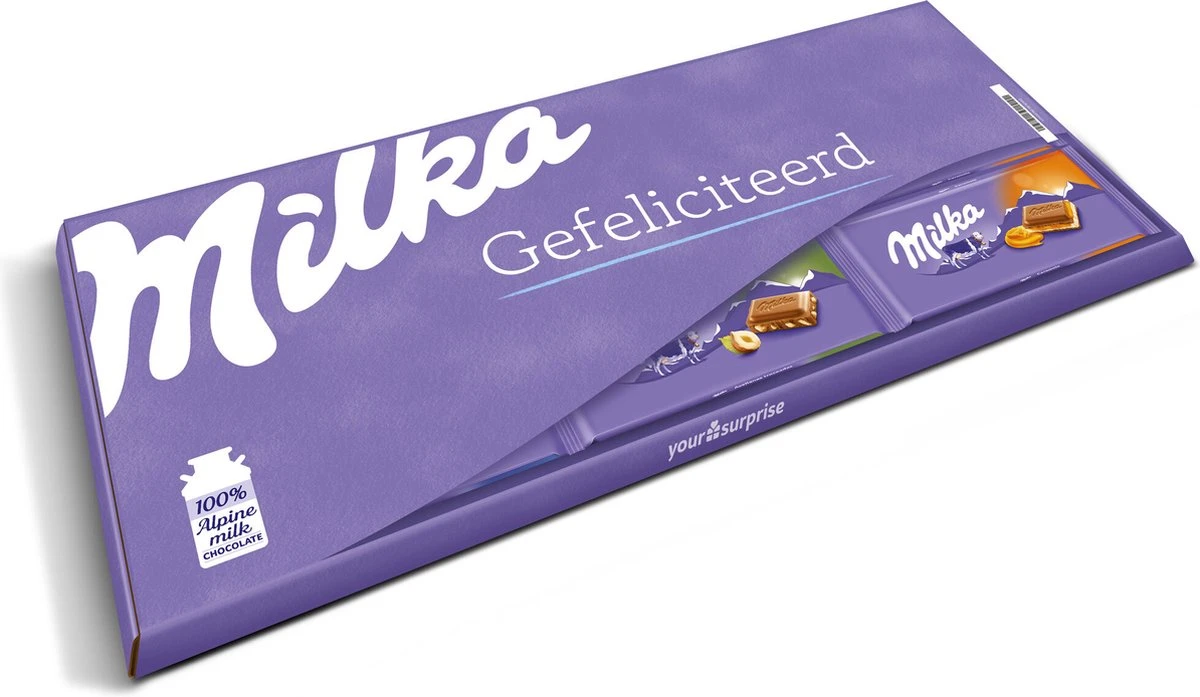 "Gefeliciteerd" - Mega Milka 900 Gram - Chocoladereep Cadeau - Chocolade - Afbeelding 2