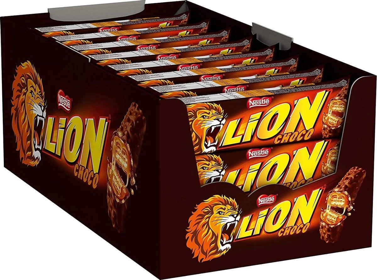 Nestlé LION Snoepreep Met Karamel, Pittige Snack, Knapperige Chocolade & Knapperige Chips, Karamelvulling, Special Bite, Multi-pack, Hoeveelheid: 24-pack (24 X 42 G)