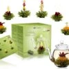 Theebloemen Geschenkset Groene Thee Met Fruitsmaken En Theepot (6 Stuks Theebloemen)