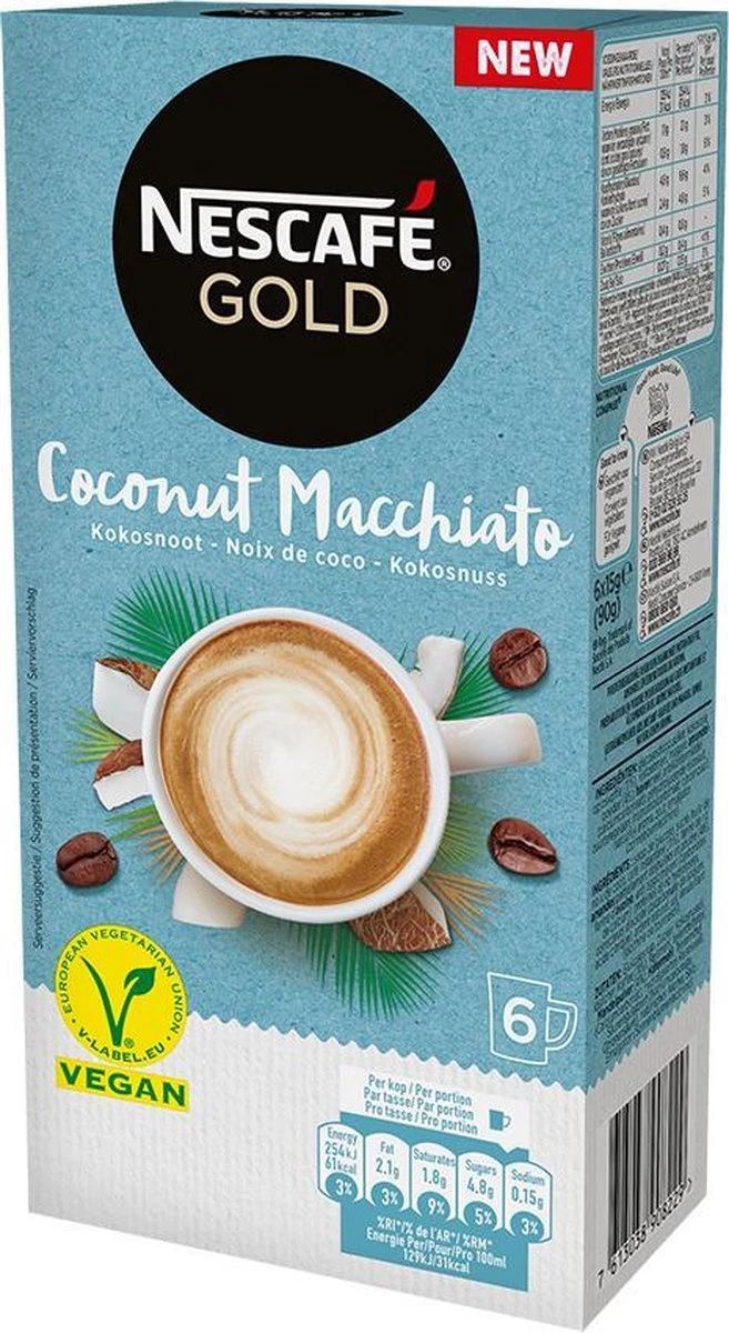 Nescafé Gold Coconut Macchiato Oploskoffie - 6 Doosjes à 6 Zakjes - Afbeelding 6