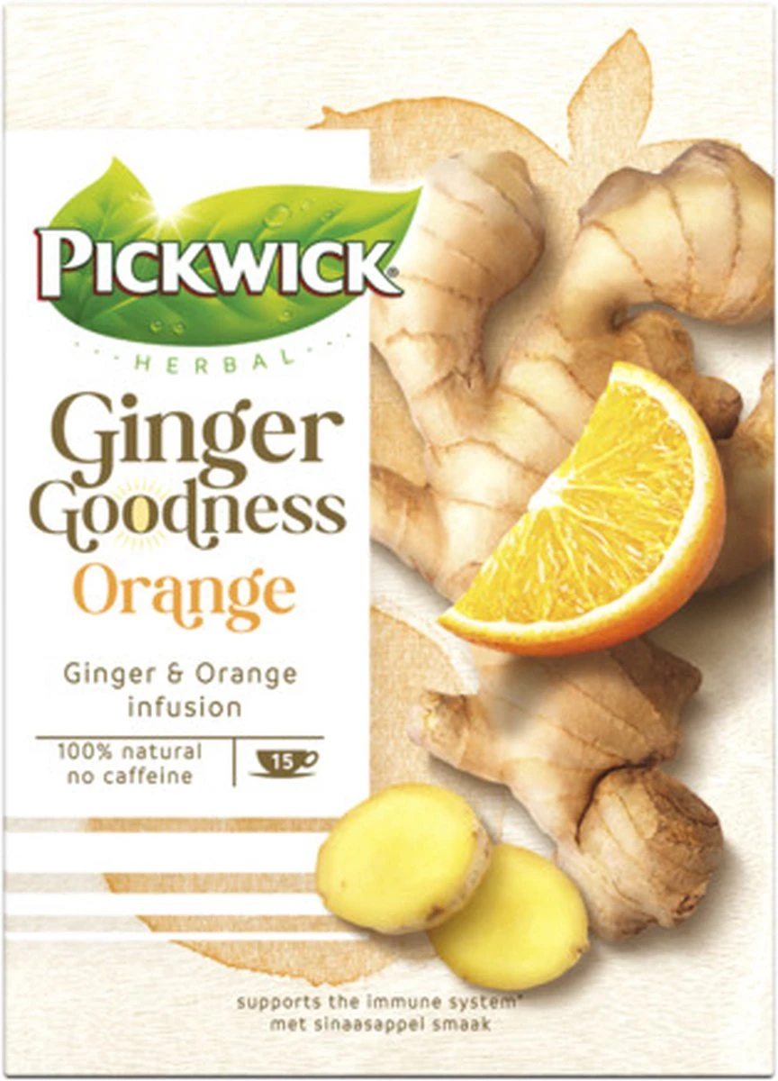 Pickwick Kruidenthee Ginger Goodness Orange - 4 X 15 Theezakjes - Afbeelding 4